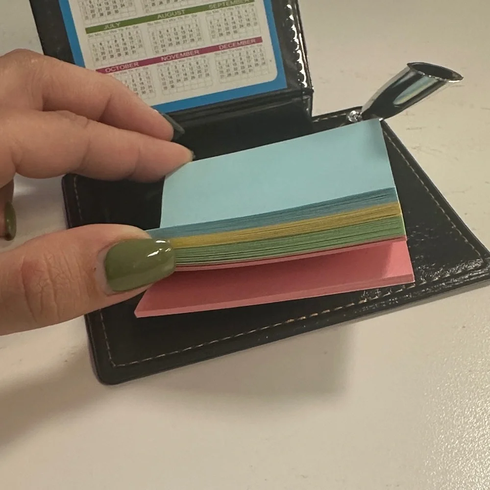 Executive Black Leather Memo Holder with Calendar and Elegant Pen Holder ✍️